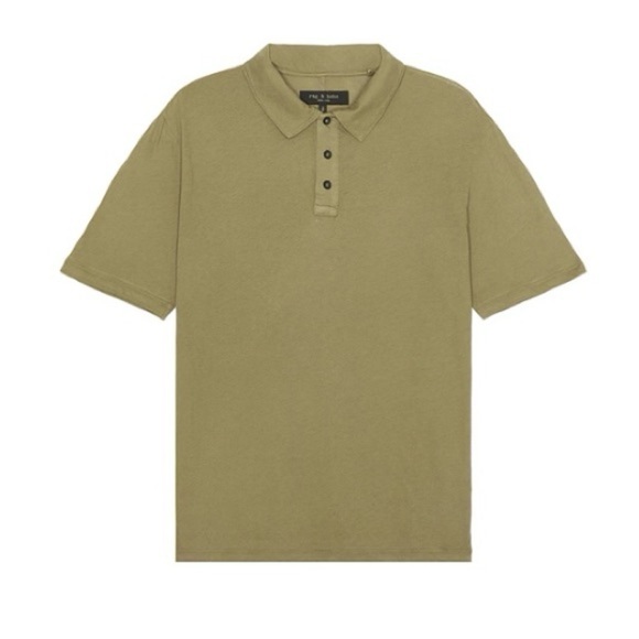 Rag & Bone Classic Polo Tee Shirt Short Sleeve Cloud Jersey Lichen Green Small - Picture 2 of 7